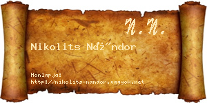 Nikolits Nándor névjegykártya